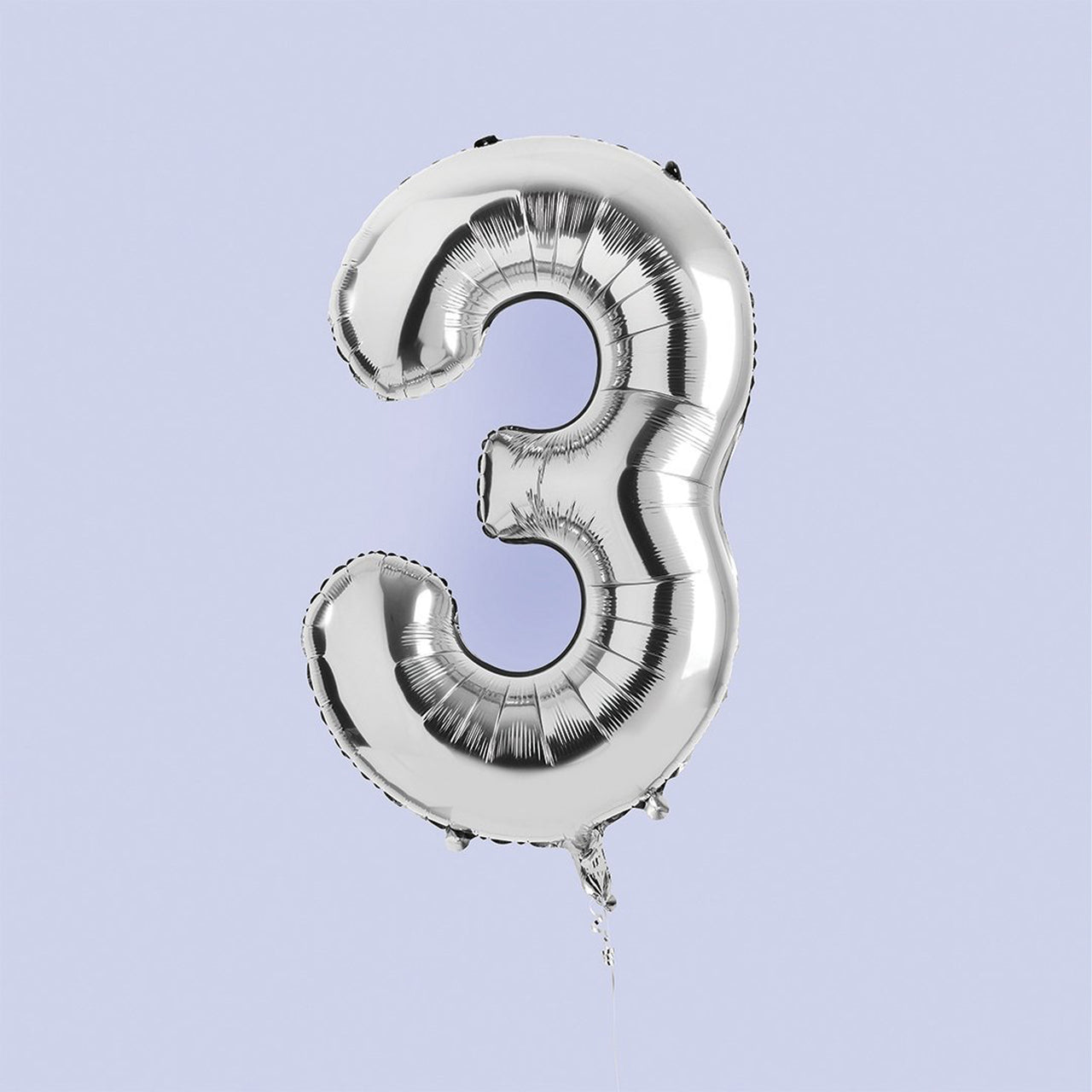 Balloons-HBNB123 - Silver Number 3 Foil 34" Balloon-Hootyballoo