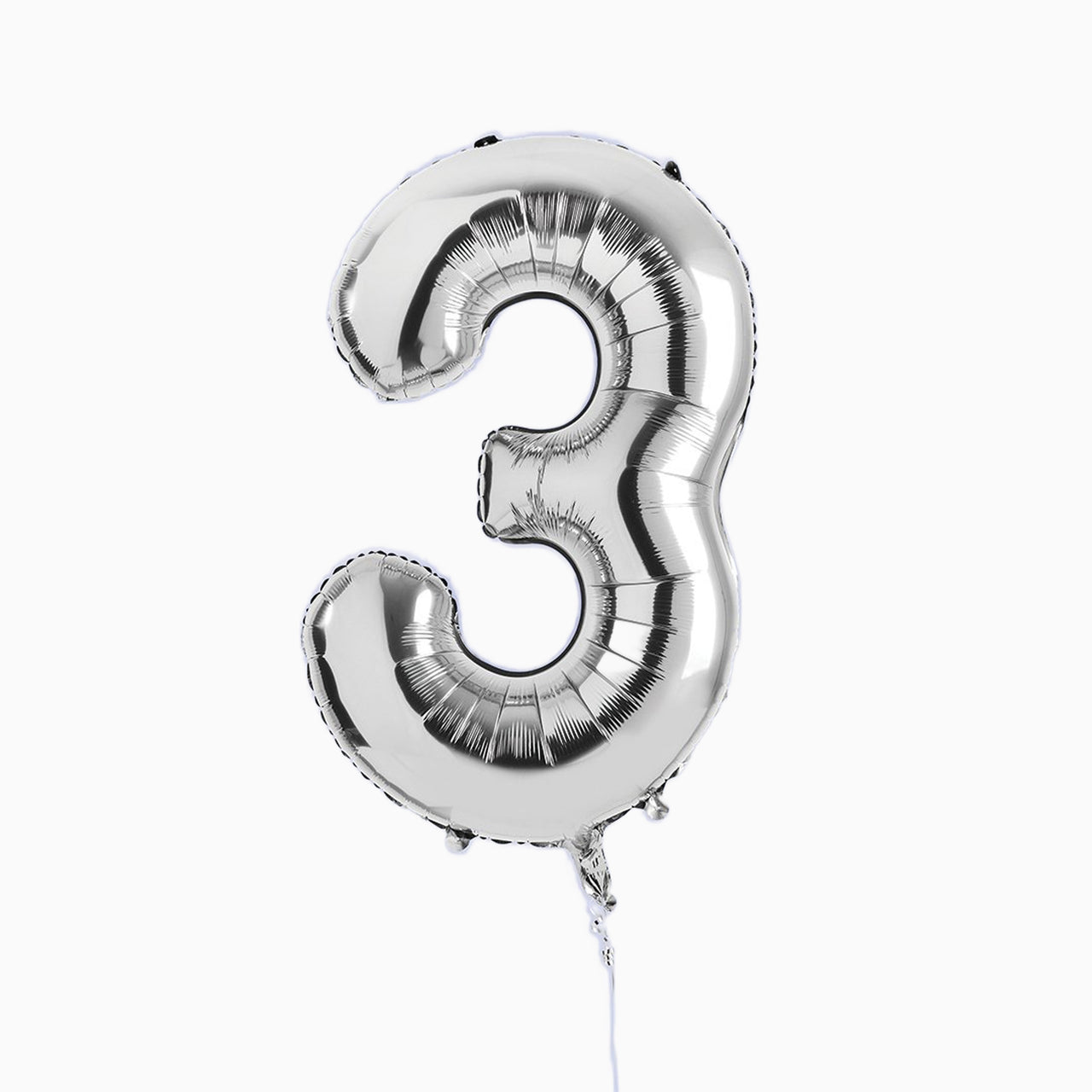 Balloons-HBNB123 - Silver Number 3 Foil 34" Balloon-Hootyballoo