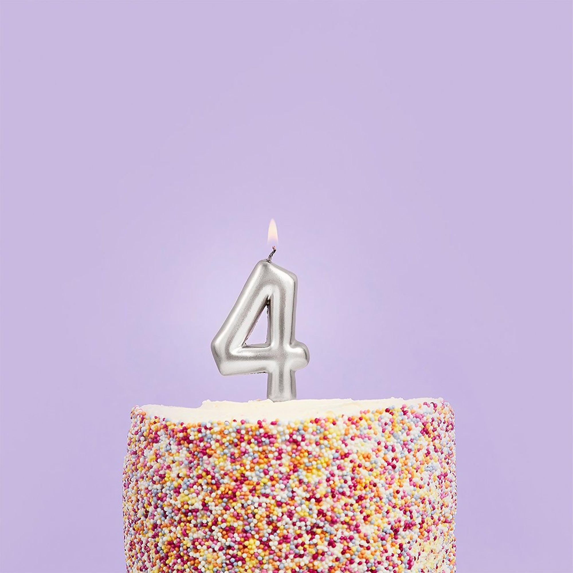Party Candle-HBMM195 - Silver Number 4 Candle-Hootyballoo