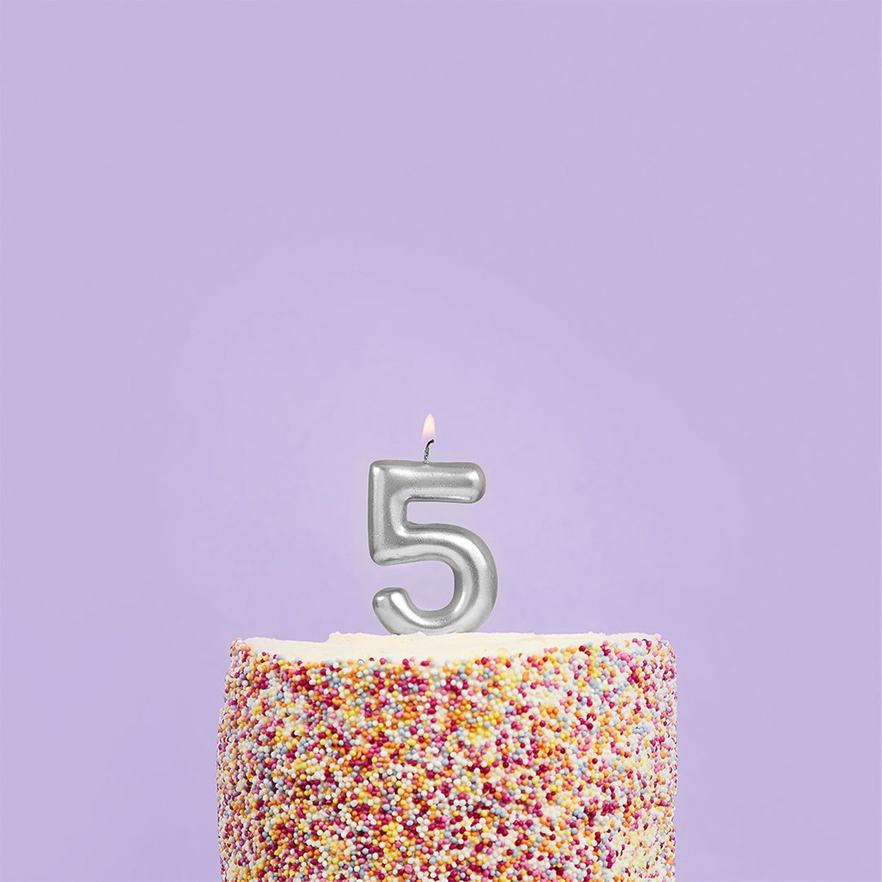 Party Candle-HBMM196 - Silver Number 5 Candle-Hootyballoo