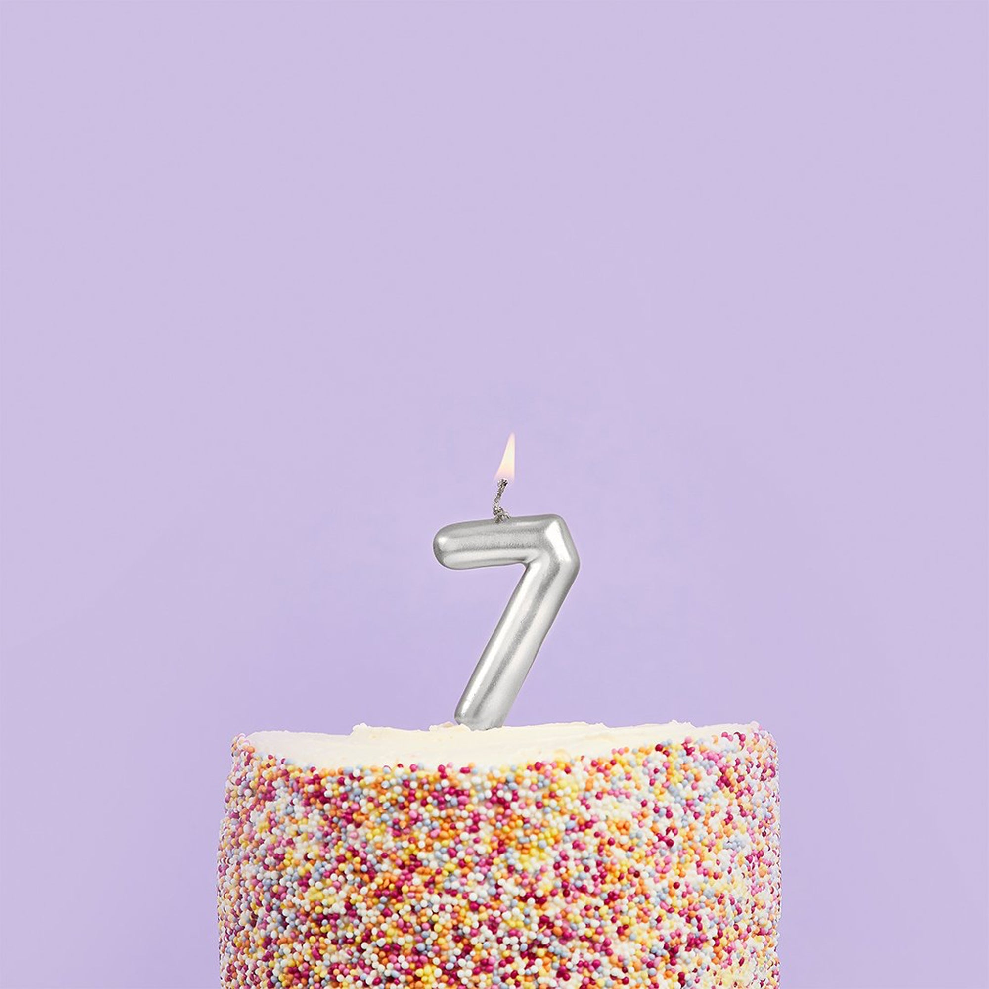 Party Candle-HBMM198 - Silver Number 7 Candle-Hootyballoo