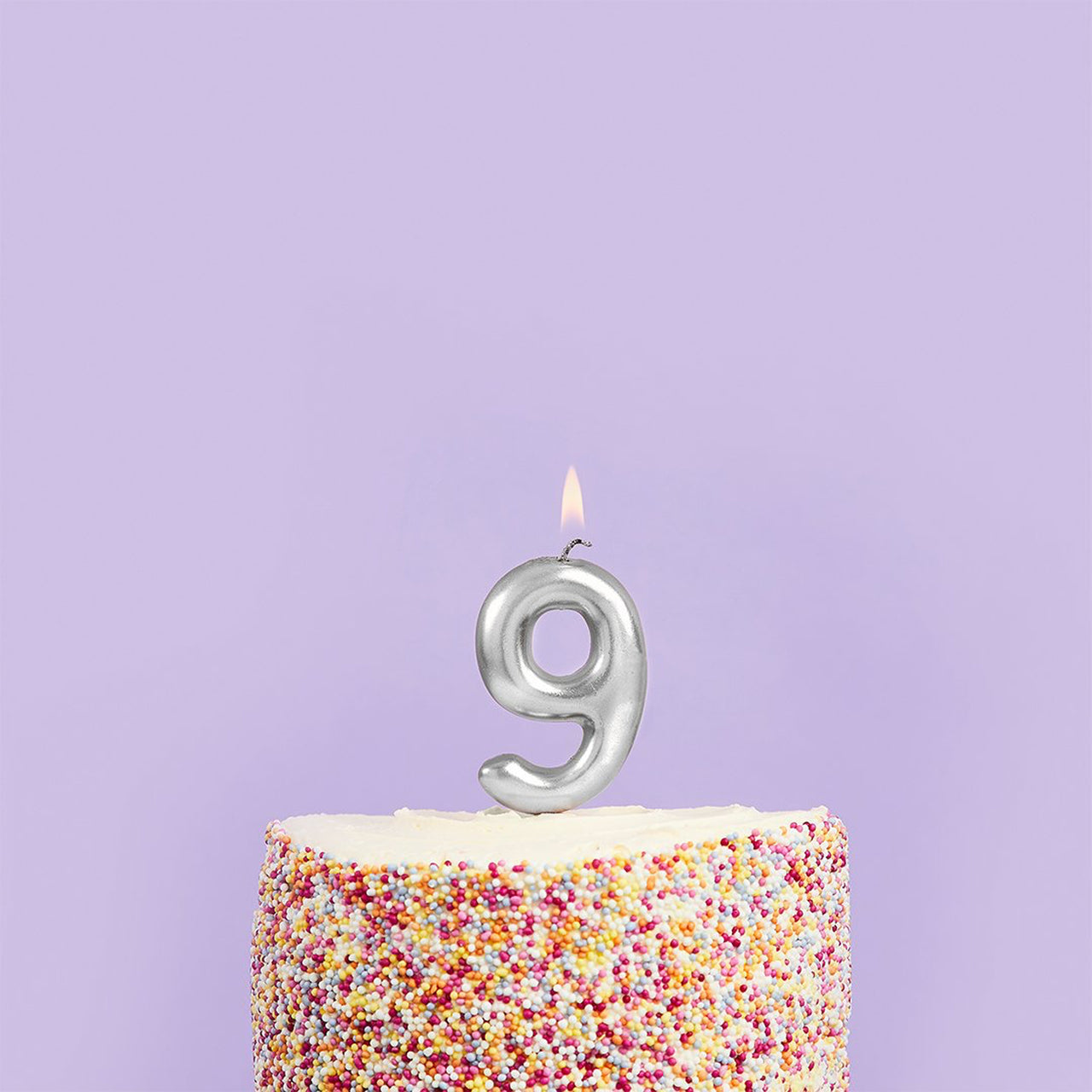 Party Candle-HBMM1100 - Silver Number 9 Candle-Hootyballoo