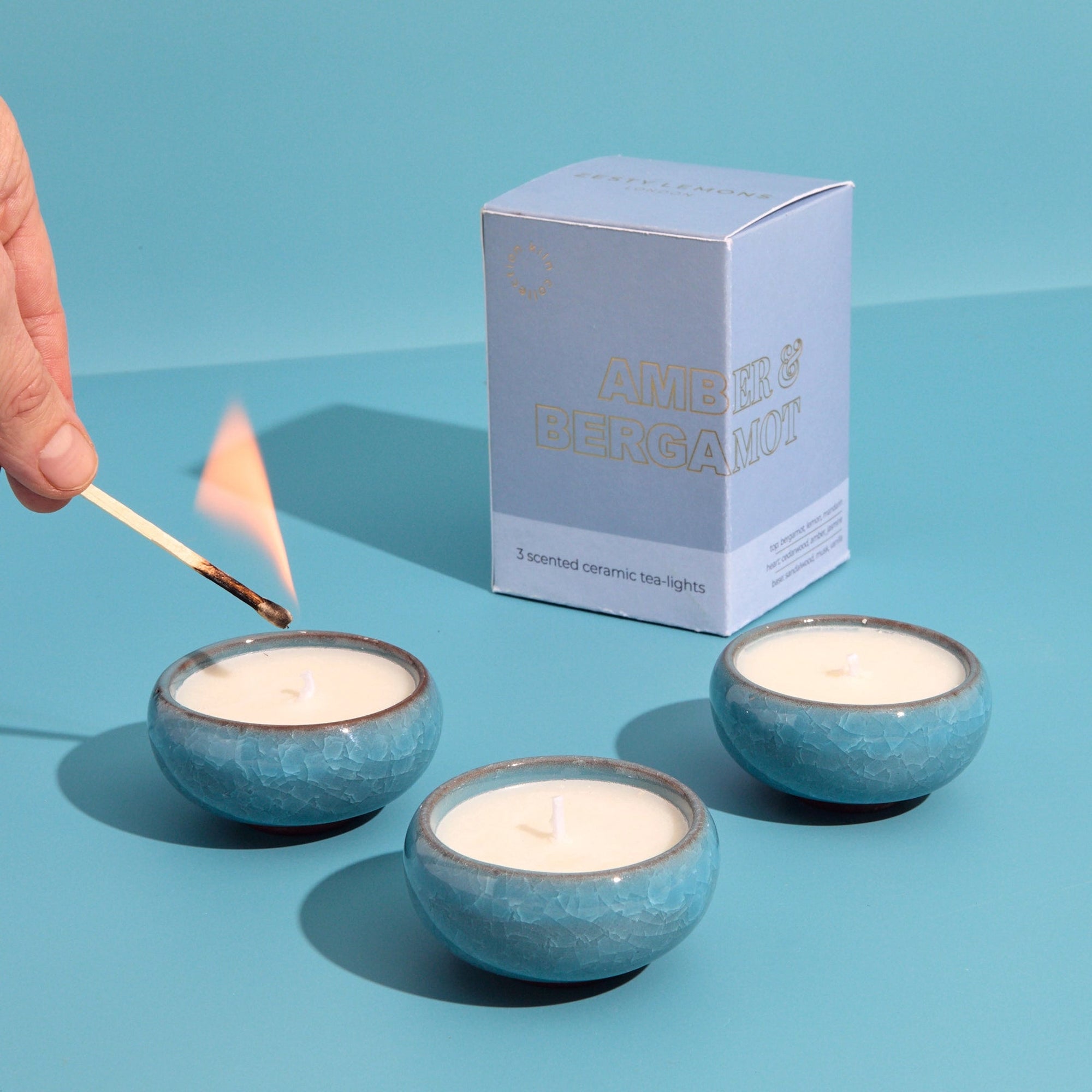 Tea Lights-ZL_0147 - Sky Blue Tea Lights Amber & Bergamot-Zesty Lemons