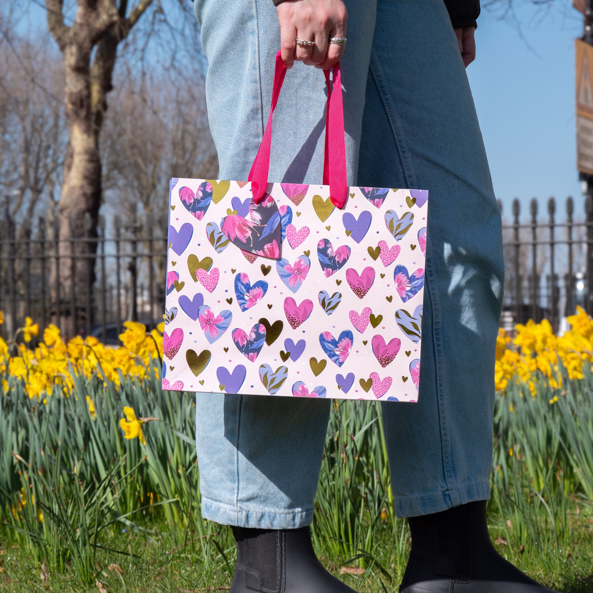 Gift Bag-WGB03MB - Small Hearts Medium Gift Bag-Whistlefish