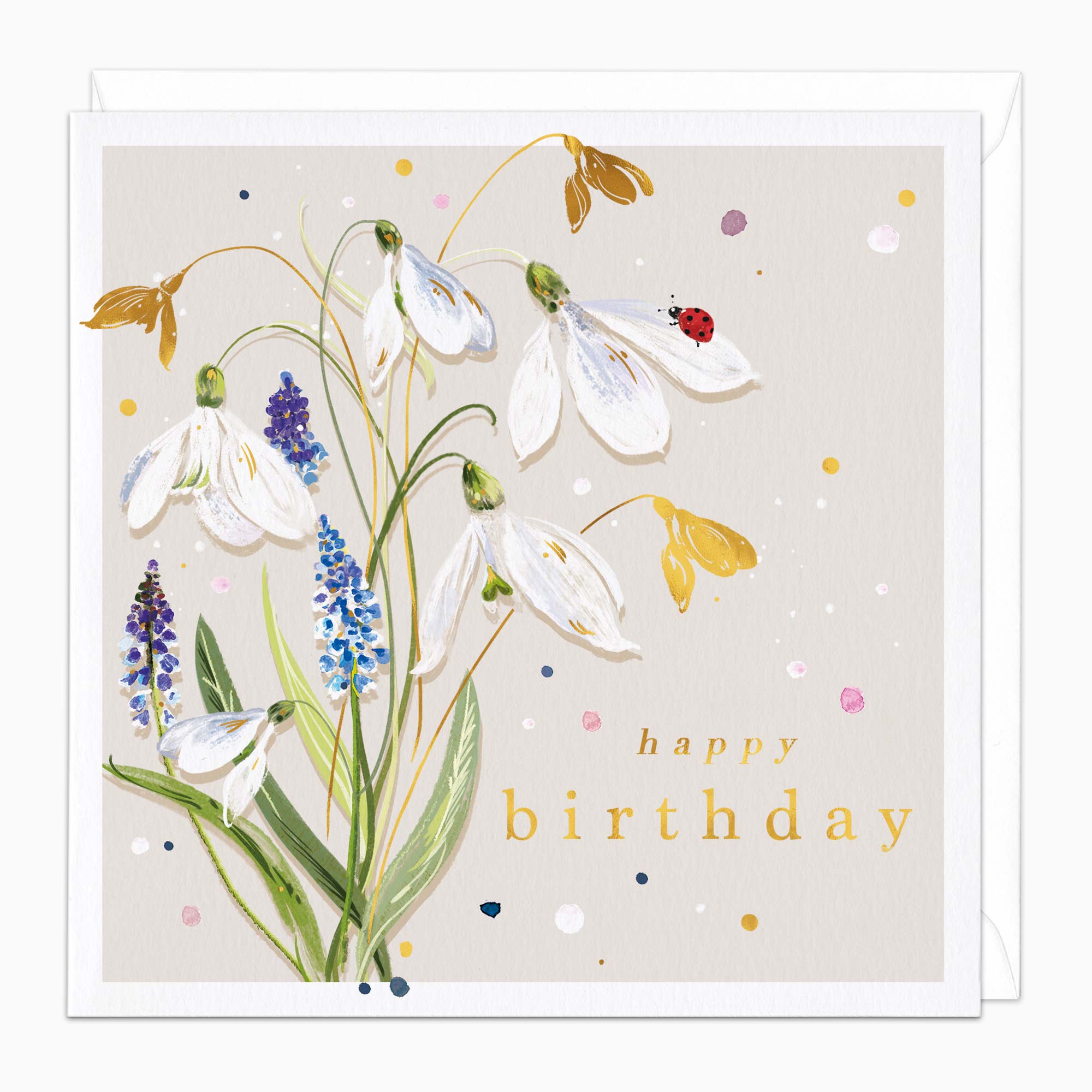 Greeting Card-H134 - Snowdrops Birthday Card-Whistlefish