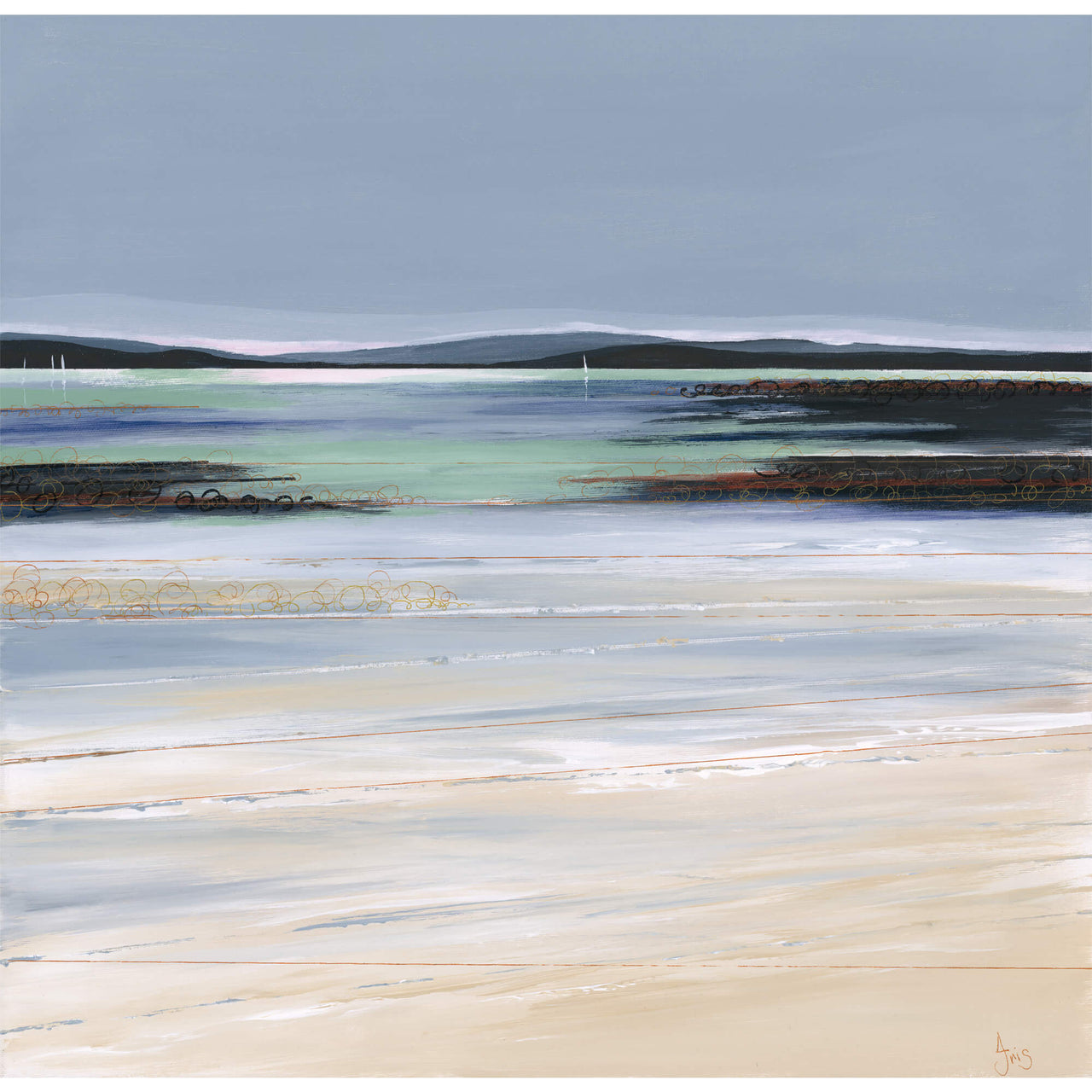 Print-IC210P - South Sands Beach, Salcombe Art Print-Whistlefish