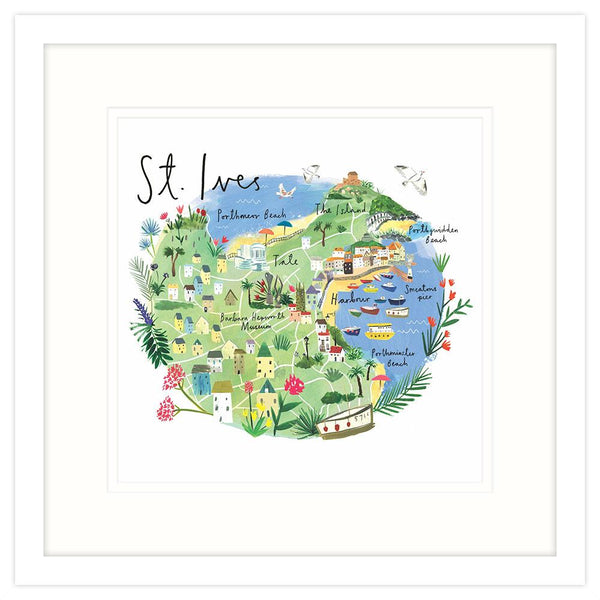 St Ives Map Framed Print - Whistlefish