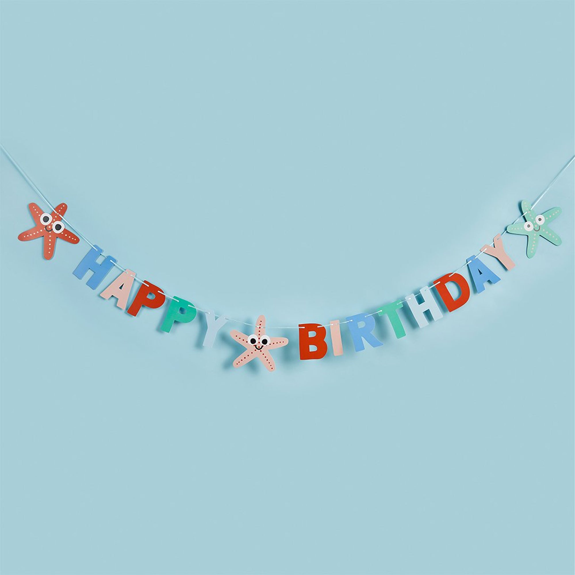 Banner-HBWT102 - Starfish Happy Birthday Card Banner-Hootyballoo