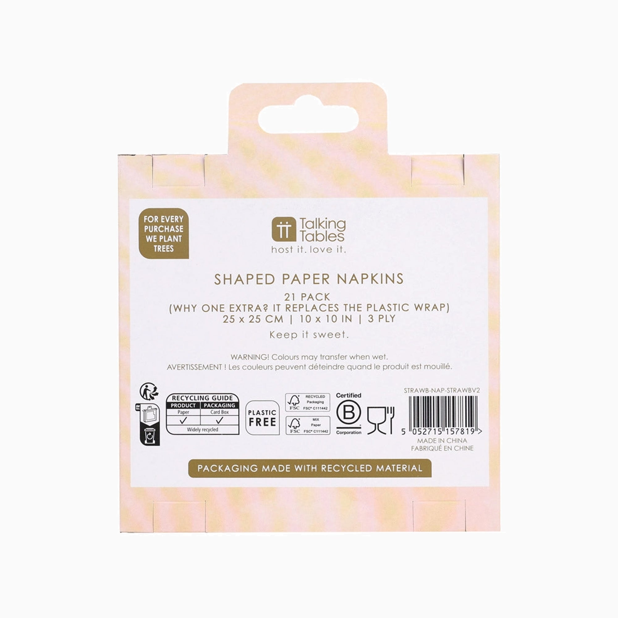 Paper Napkins-STRAWBV2 - Strawberry Shaped Paper Napkins 20 Pack-Talking Tables