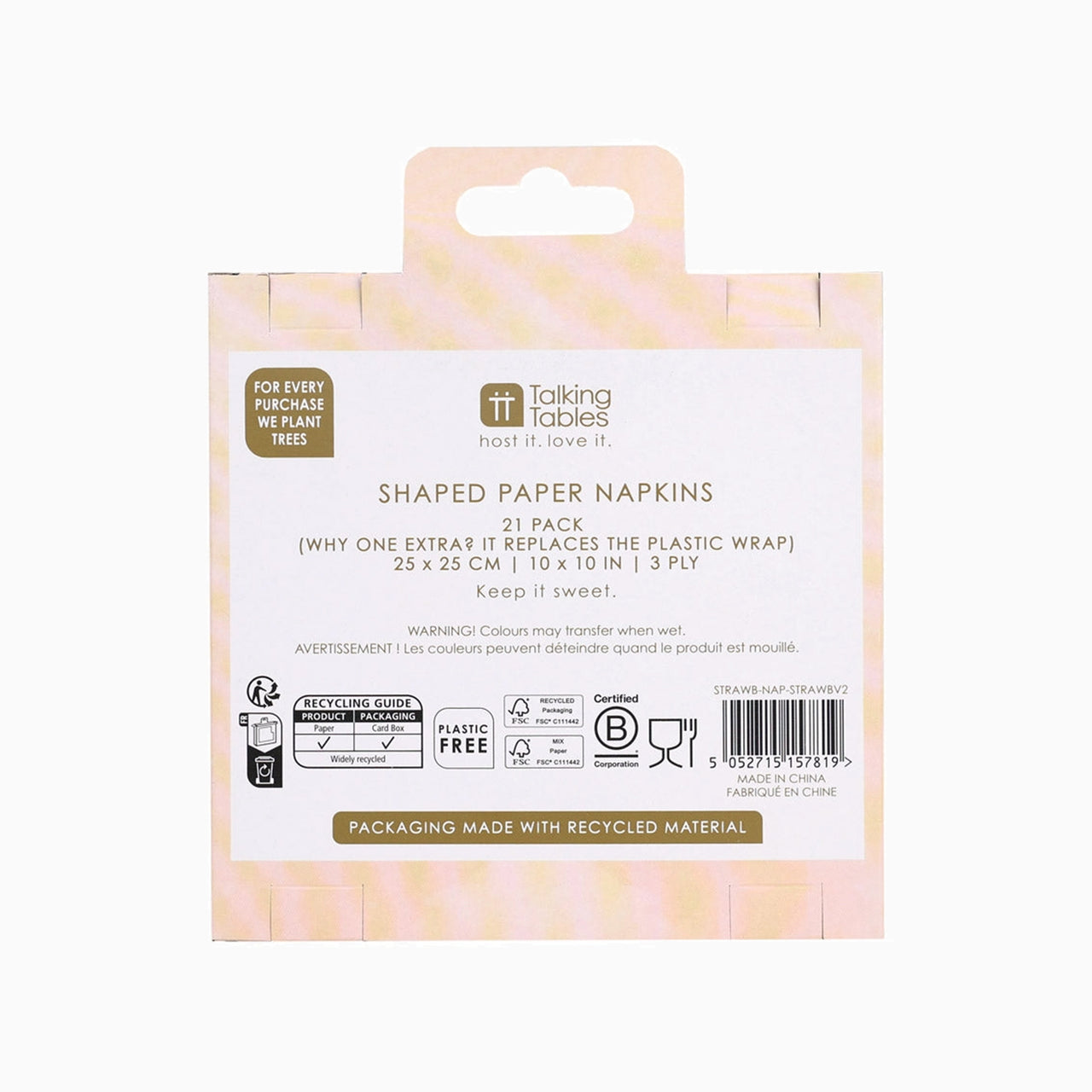 Paper Napkins-STRAWBV2 - Strawberry Shaped Paper Napkins 20 Pack-Talking Tables