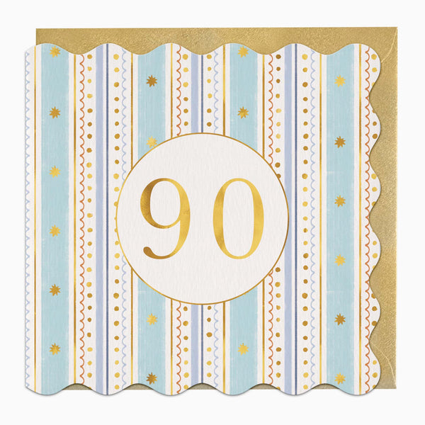 Greeting Card-H052 - Stripey 90 Birthday Card-Whistlefish