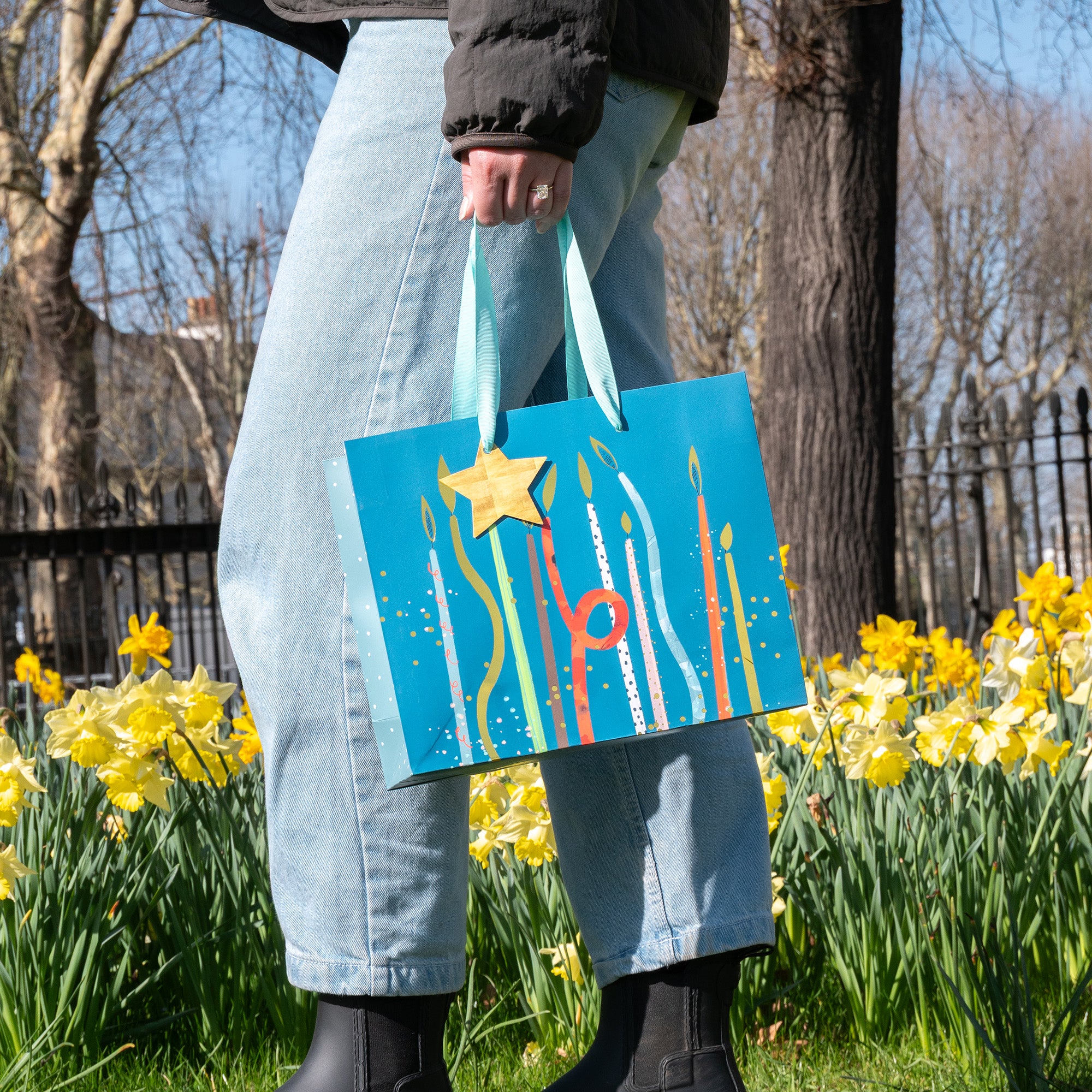 Gift Bag-WGB19MB - Teal Candles Medium Gift Bag-Whistlefish