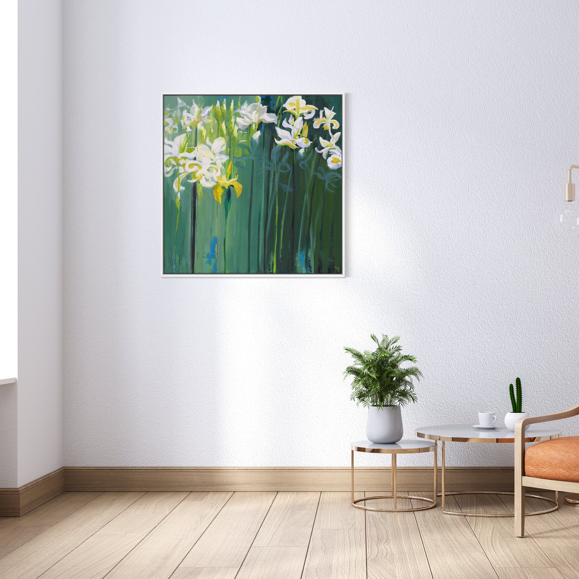 Framed Canvas-ICC126F - The Yellow Iris Large Framed Canvas-Iris Clelford
