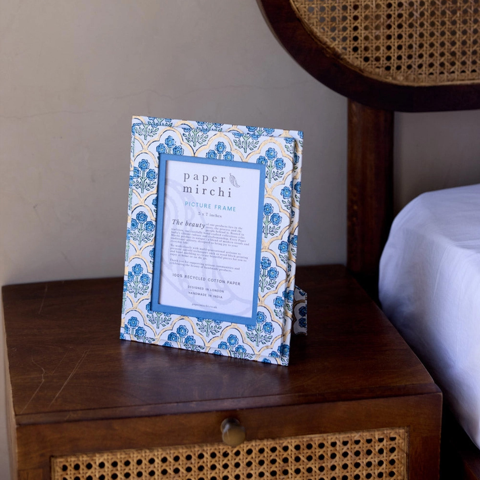 Picture Frame-PICBP03 - Trellis Indigo 5 x 7 Picture Frame-Paper Mirchi
