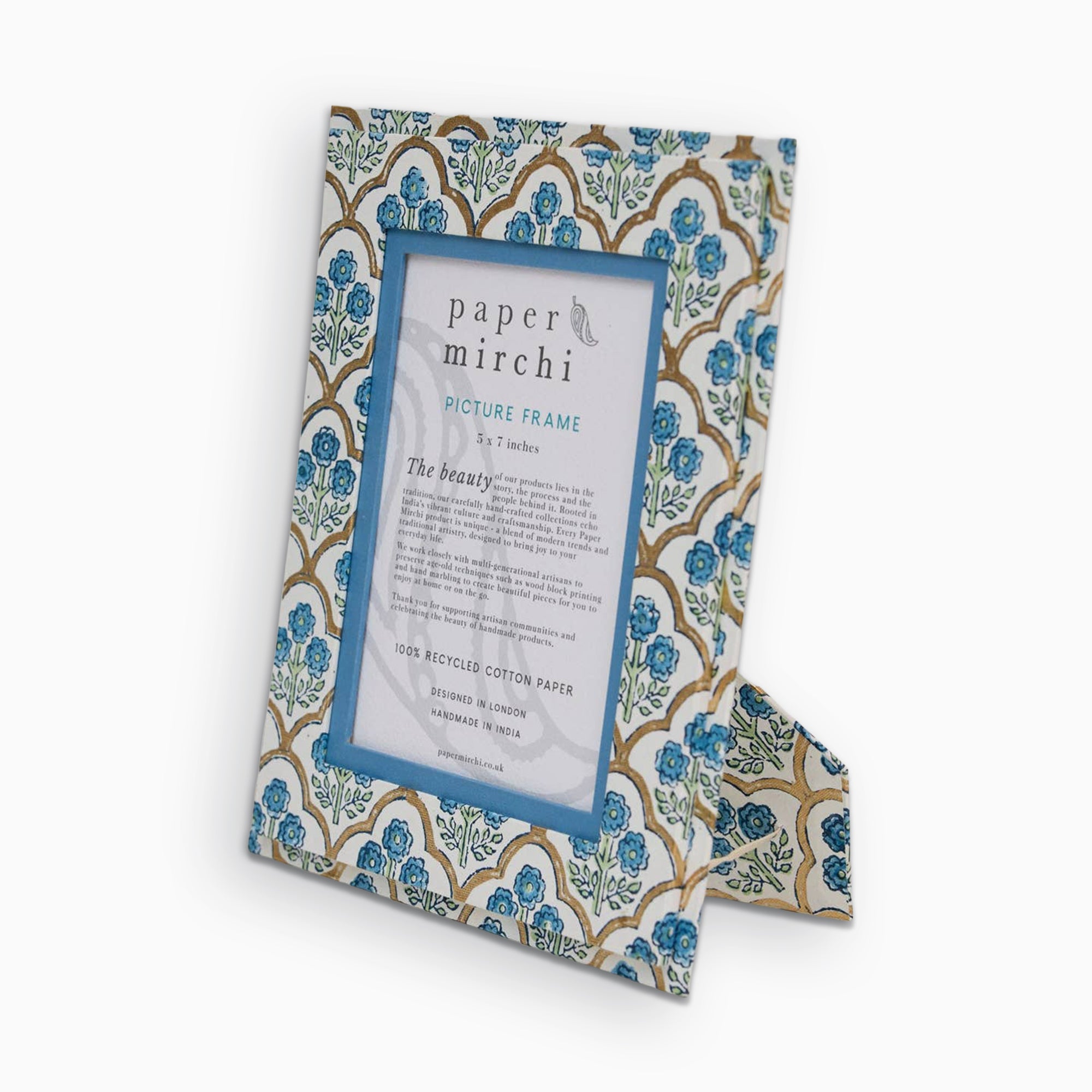 Picture Frame-PICBP03 - Trellis Indigo 5 x 7 Picture Frame-Paper Mirchi