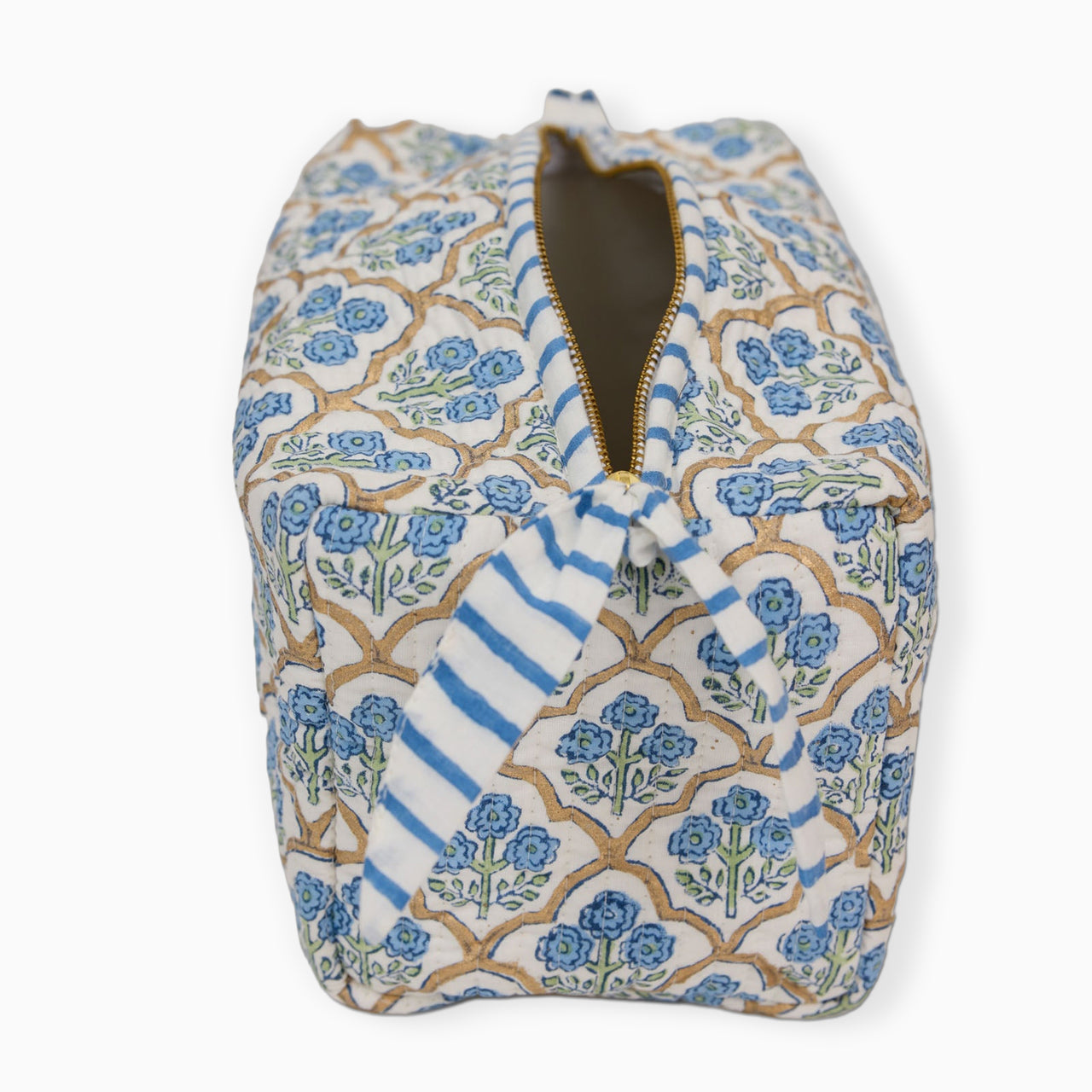 Cosmetic Bag-TOILBP06 - Trellis Indigo Large Cosmetic Bag-Paper Mirchi