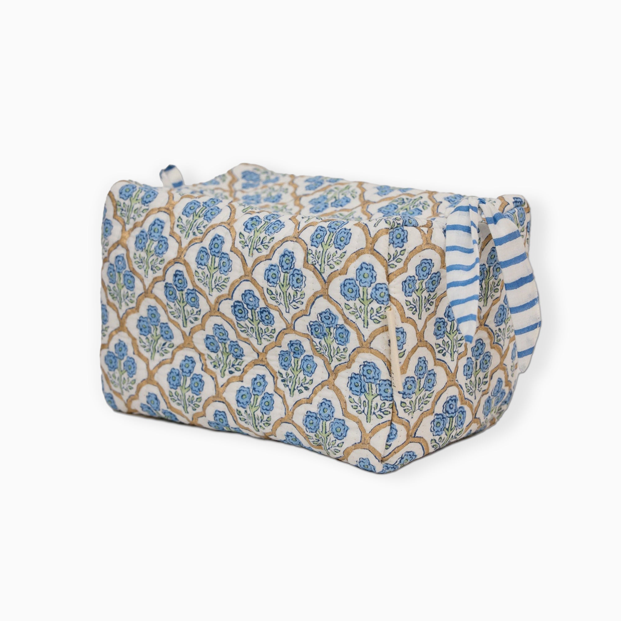 Cosmetic Bag-TOILBP06 - Trellis Indigo Large Cosmetic Bag-Paper Mirchi