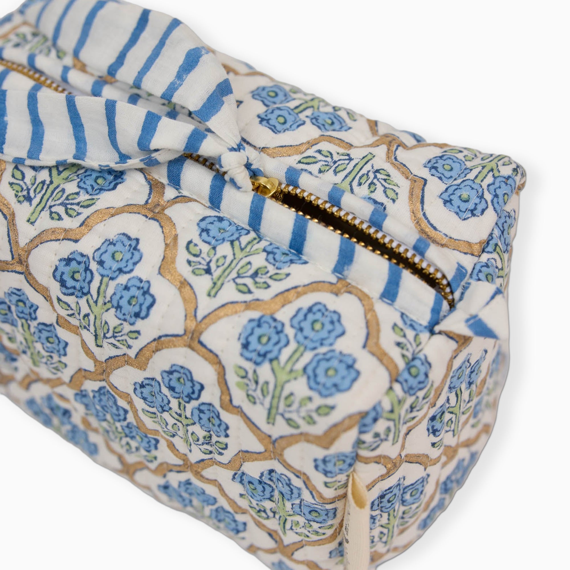 Cosmetic Bag-TOILBP04 - Trellis Indigo Small Cosmetic Bag-Paper Mirchi