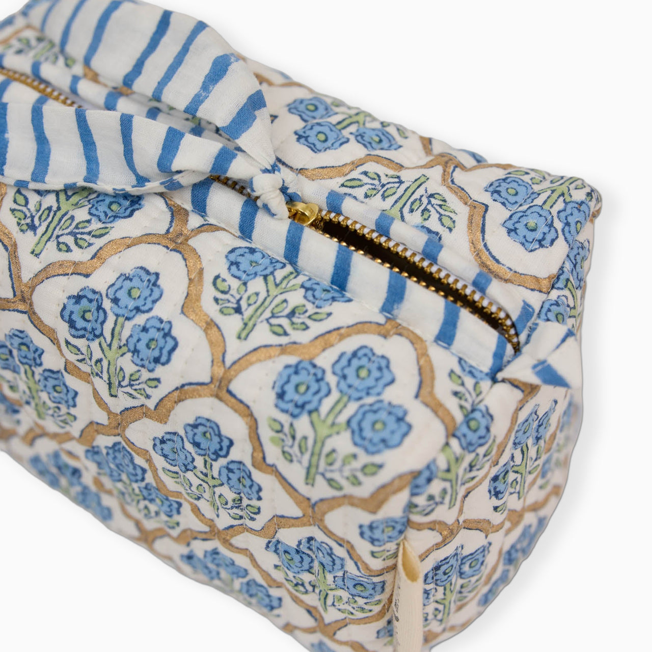 Cosmetic Bag-TOILBP04 - Trellis Indigo Small Cosmetic Bag-Paper Mirchi