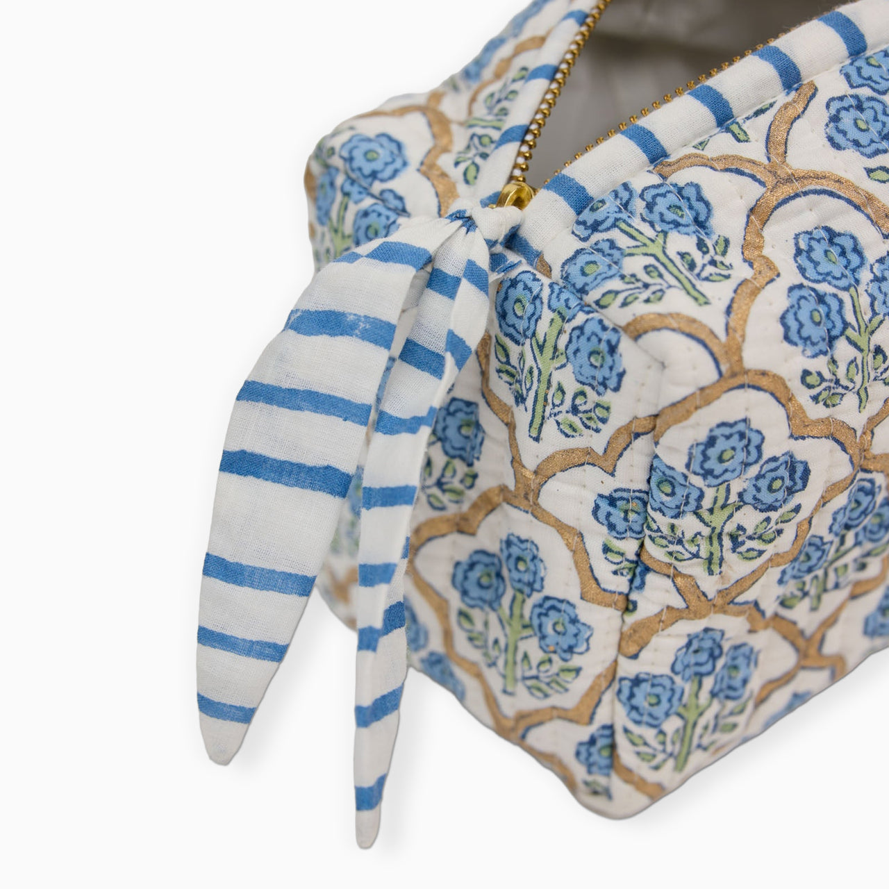 Cosmetic Bag-TOILBP04 - Trellis Indigo Small Cosmetic Bag-Paper Mirchi