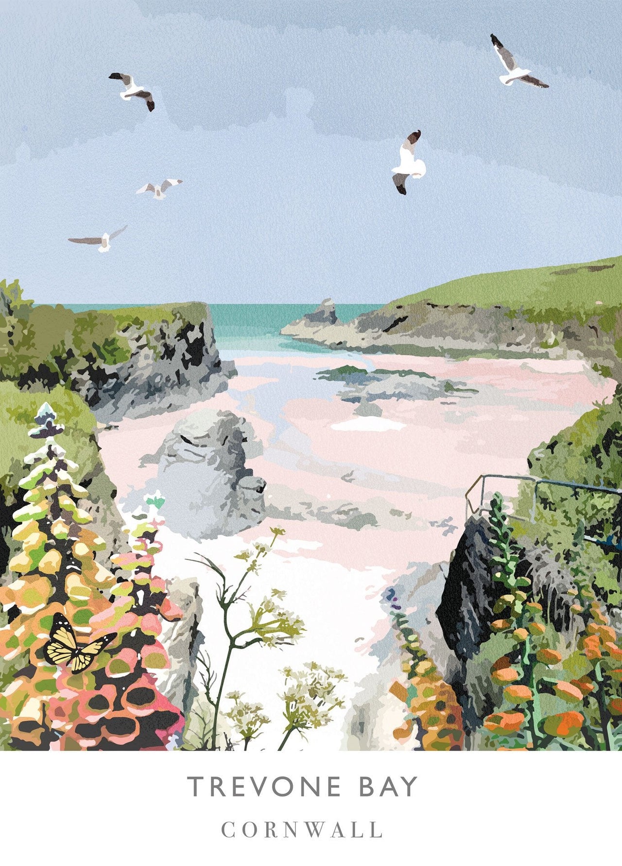 Print-WF73P - Trevone Bay Art Print-Whistlefish