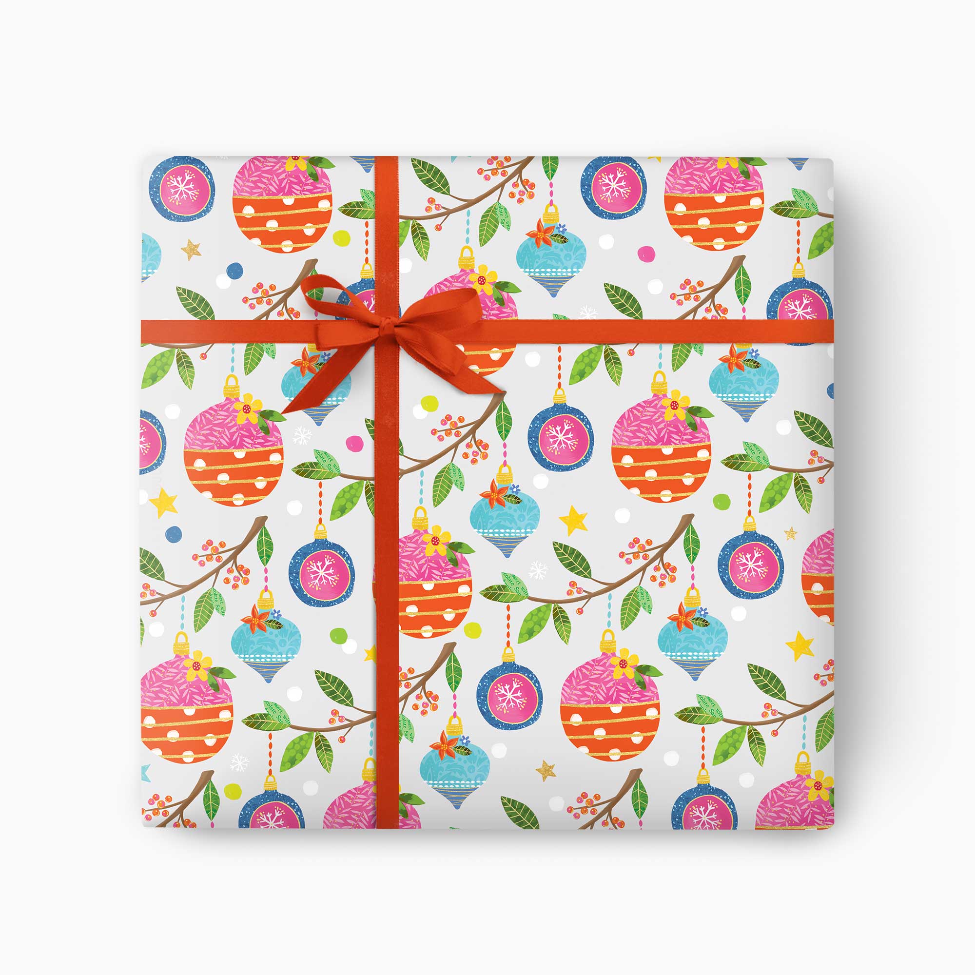 Christmas Wrapping Paper-CWP001 - Vibrant Baubles Christmas Wrapping Paper-Whistlefish