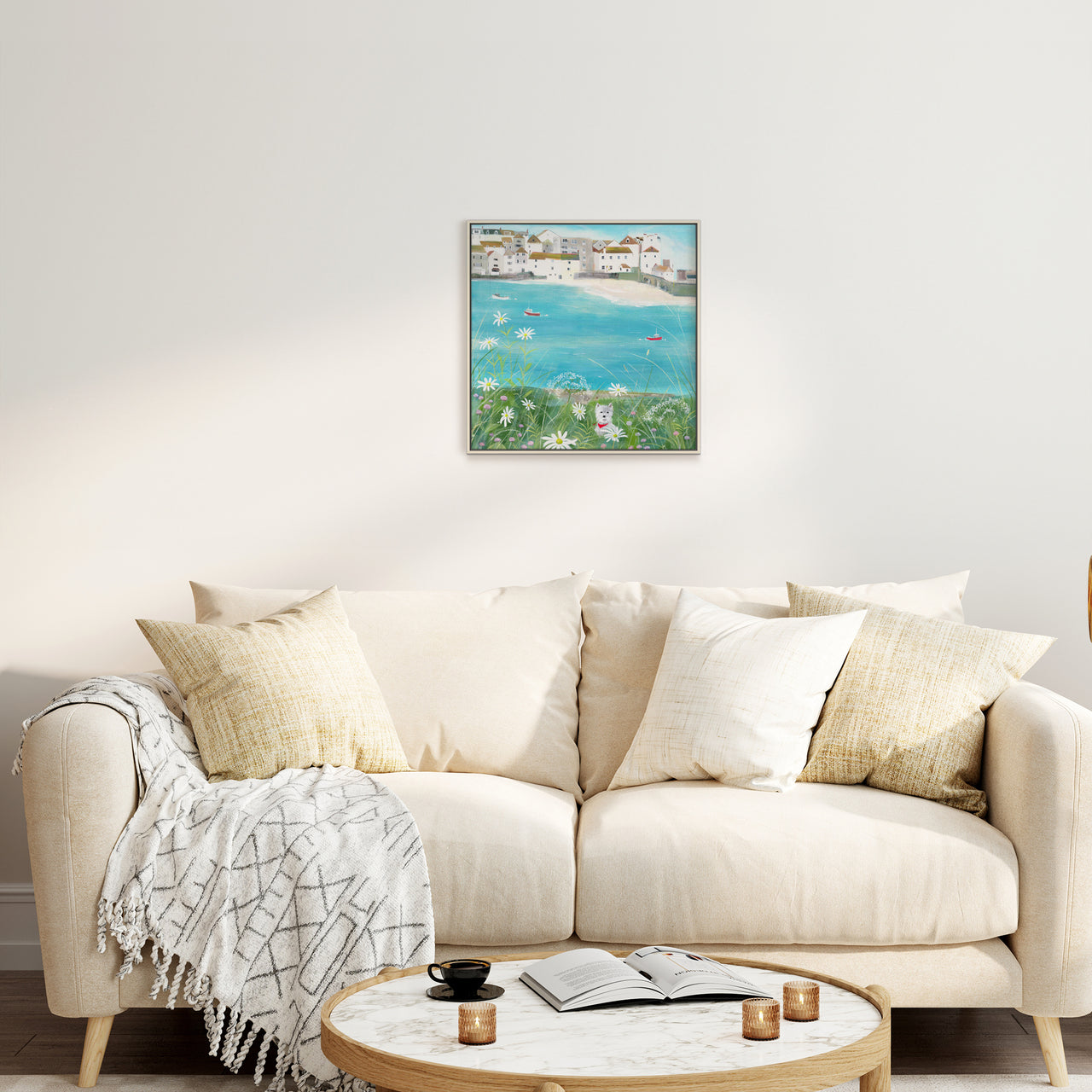 Framed Canvas-HCC353F - Westie Watching St Ives Framed Canvas-Hannah Cole