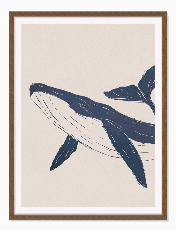 Inky Whale Small Framed Print - Whistlefish
