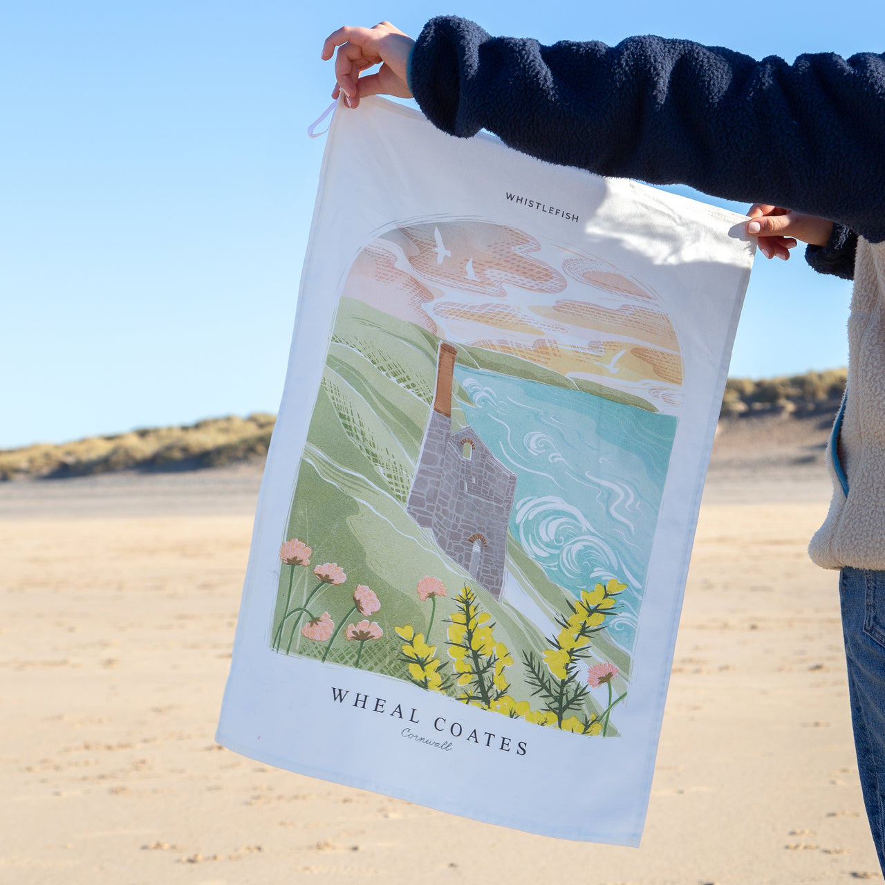 Tea Towel-WTT270 - Wheal Coates Arched Lino Tea Towel-Whistlefish