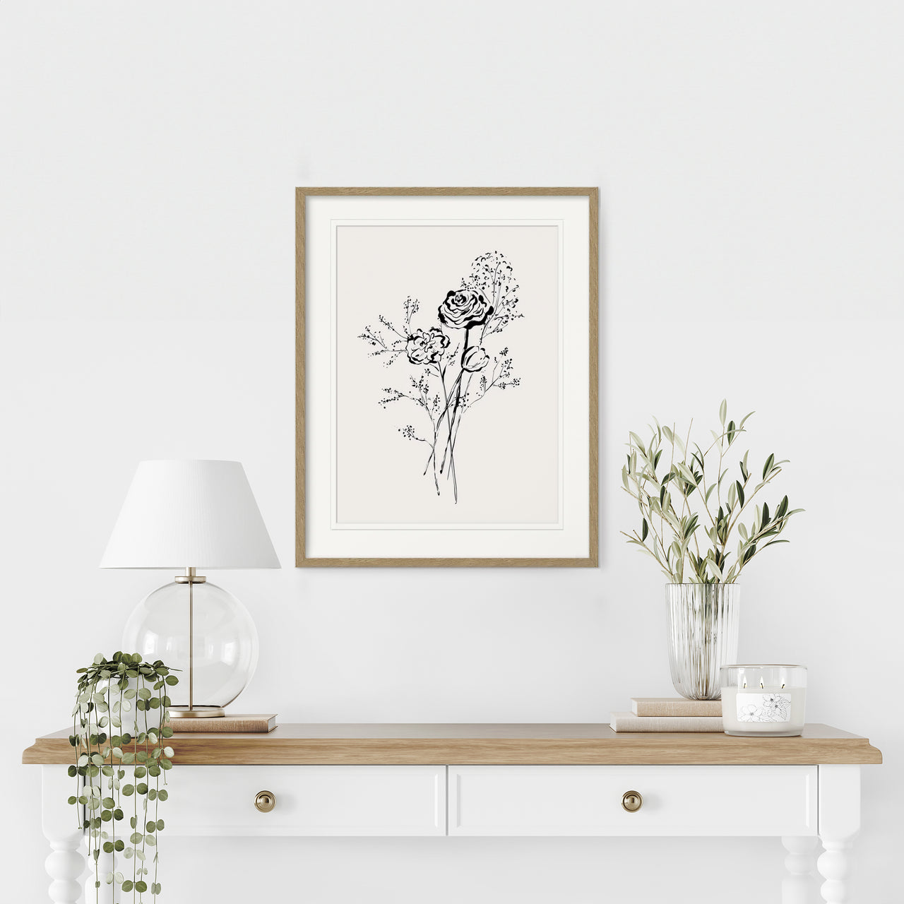 Framed Print-WF1205F - Wild Rose Stem Small Framed Print-Whistlefish