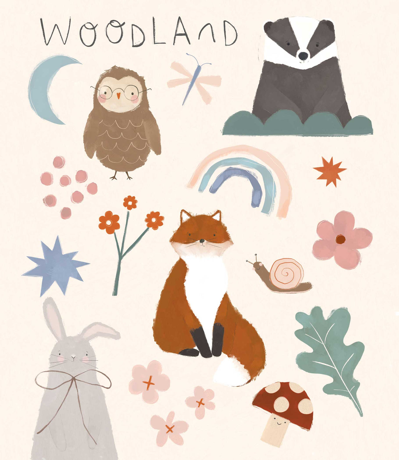 Print-WF1187P - Woodland Friends Small Art Print-Whistlefish