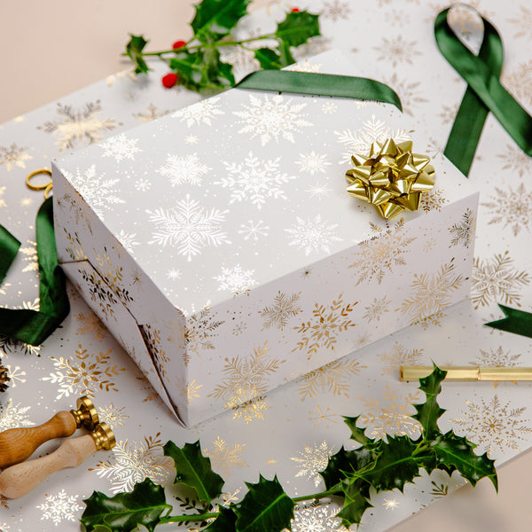 FCWP001 - Golden Snow Foiled Wrapping Paper Sheet