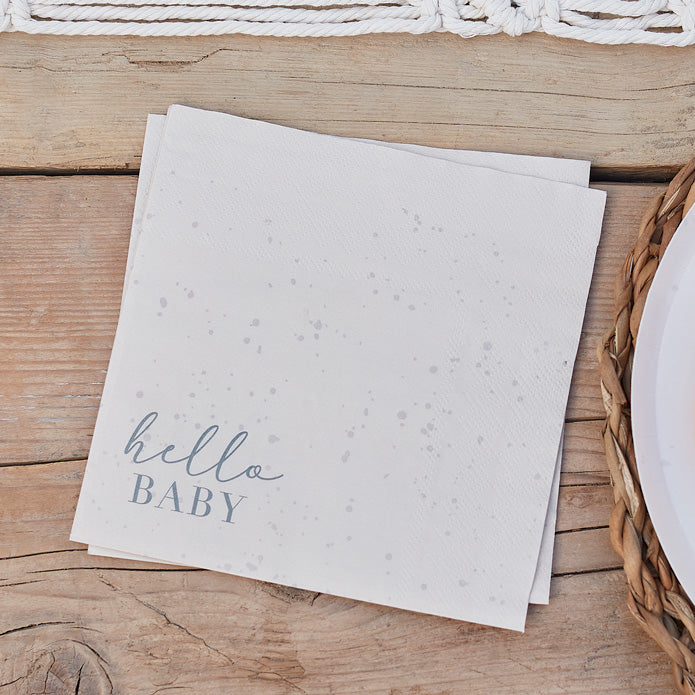 Paper Napkins-HEB-103 Hello Baby Speckle Napkins-Ginger Ray