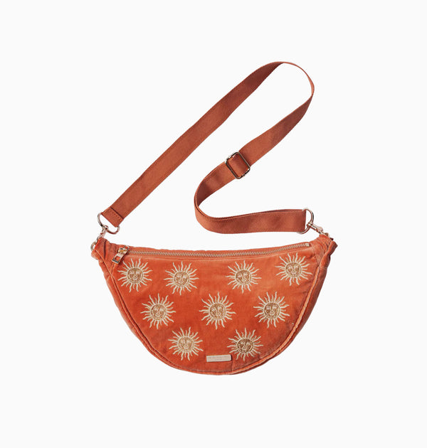 Crossbody Sling Bag-14766 - Sun Goddess Velvet Crossbody Sling Bag-Elizabeth Scarlett