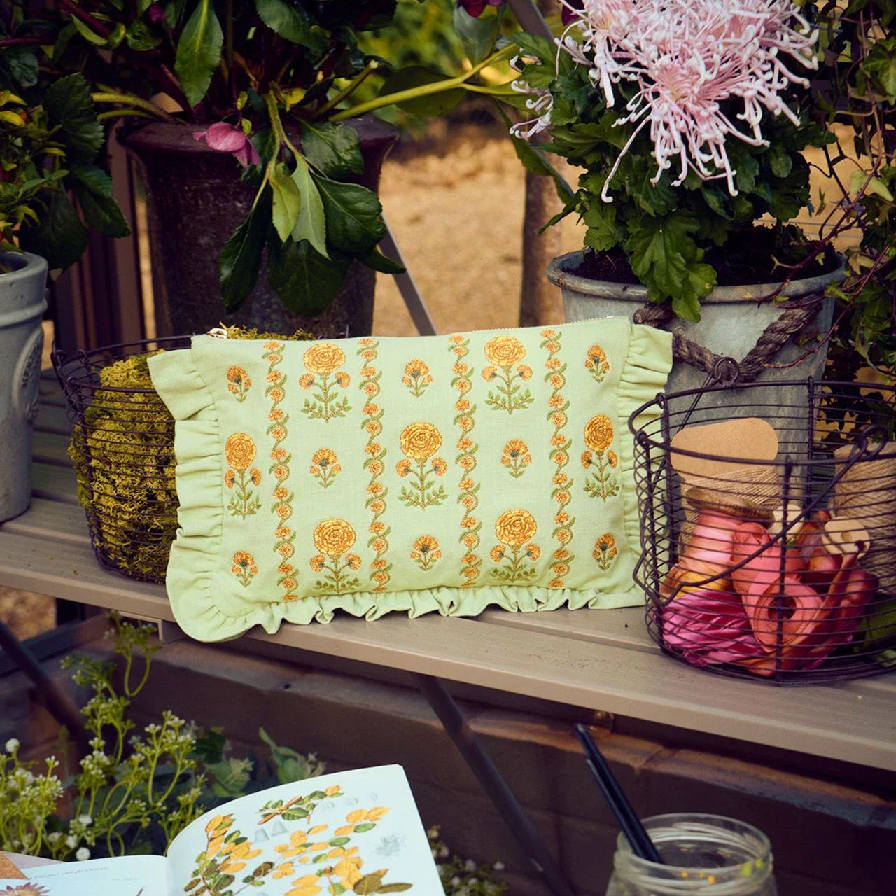 Pouch-16081 - Marigolds Frill Everyday Pouch-Elizabeth Scarlett