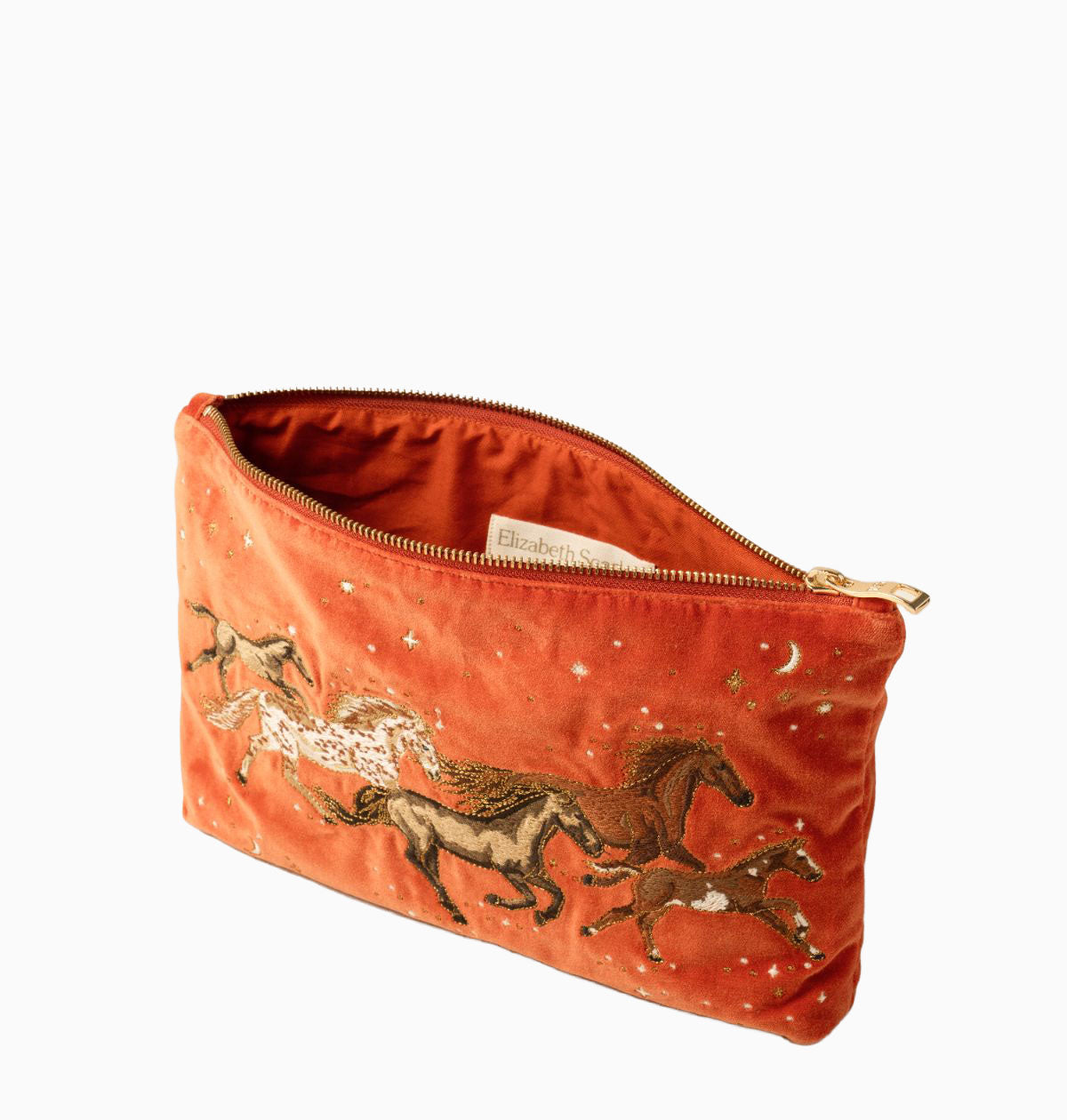 Pouch-16173 - Wild Horses Velvet Everyday Pouch-Elizabeth Scarlett