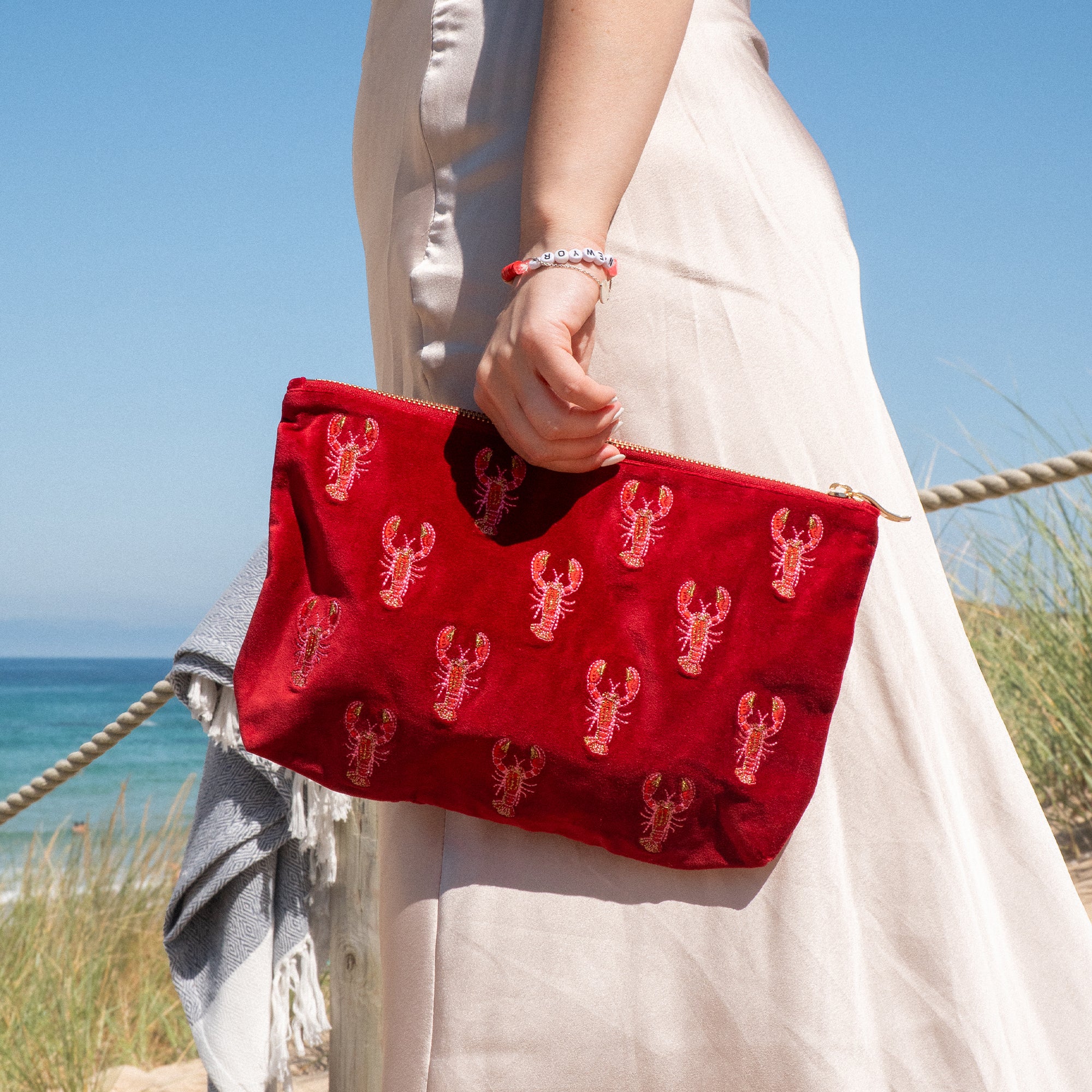 Pouch-16203 - Lobster Velvet Everyday Pouch-Elizabeth Scarlett
