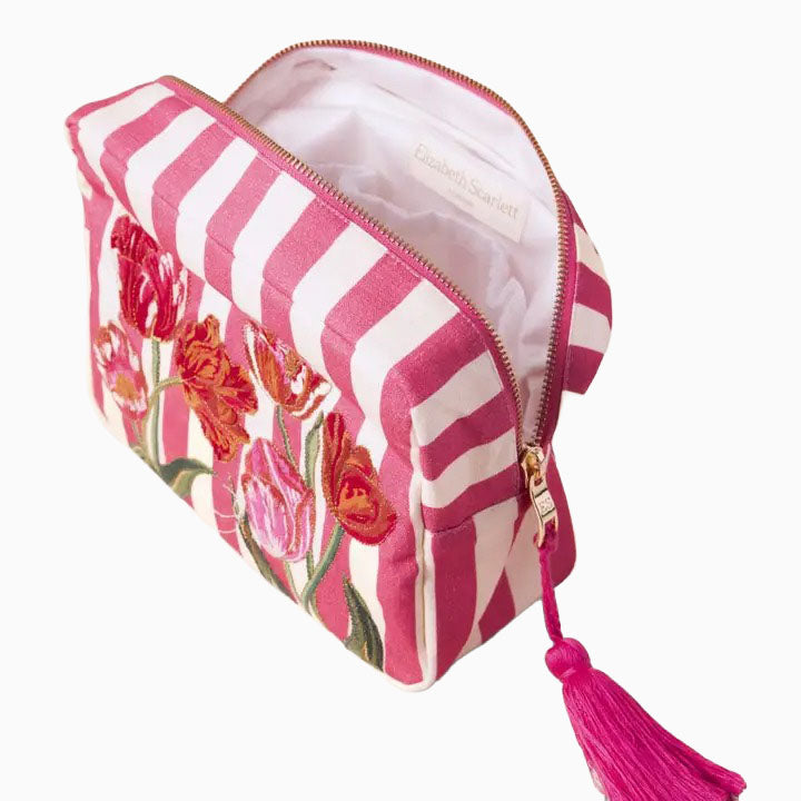 Wash Bag-16647 - Tulip Stripe Cotton Wash Bag-Elizabeth Scarlett