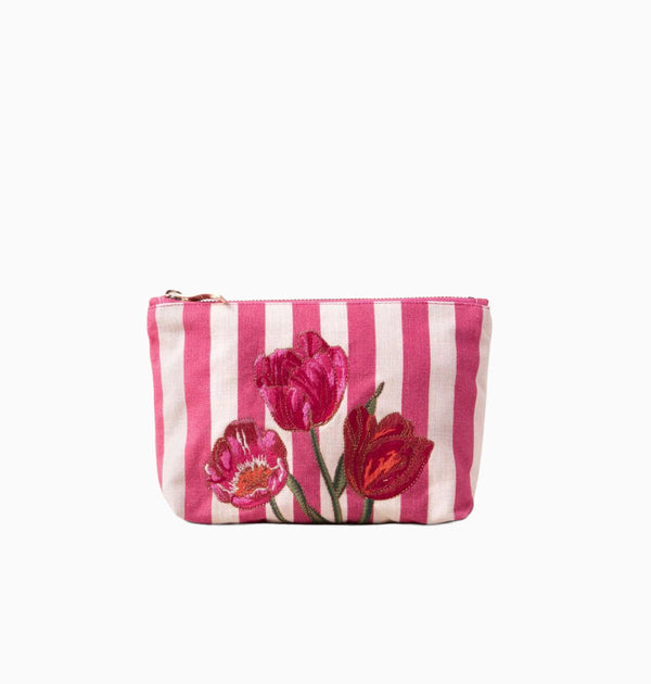 Pouch-16654 - Tulip Stripe Cotton Mini Pouch-Elizabeth Scarlett