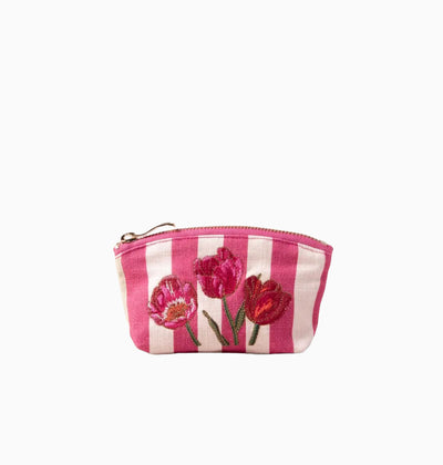 Coin Purse-16661 - Tulip Stripe Cotton Coin Purse-Elizabeth Scarlett