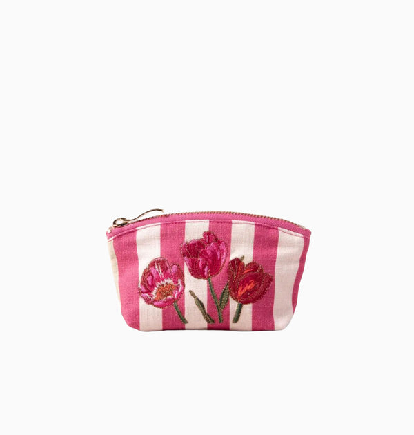 Coin Purse-16661 - Tulip Stripe Cotton Coin Purse-Elizabeth Scarlett
