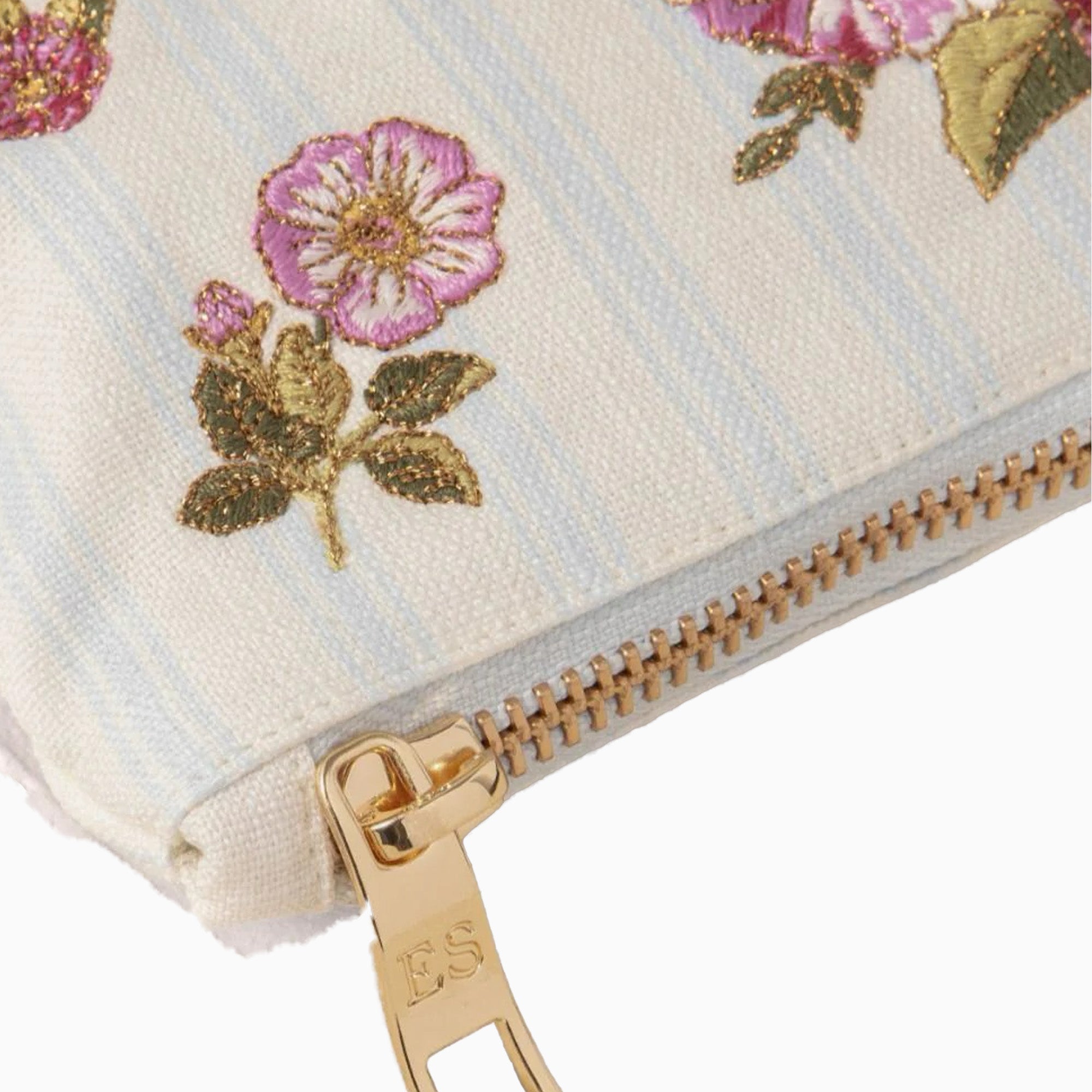 Pouch-16722 - Floral Bouquet Stripe Everyday Pouch-Elizabeth Scarlett