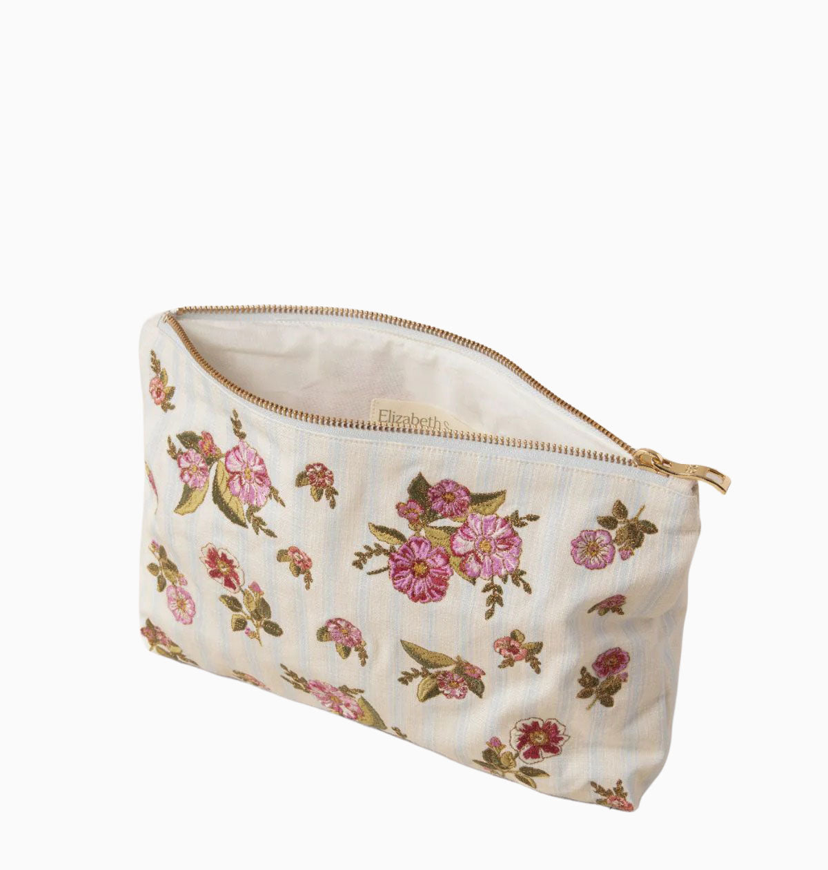 Pouch-16722 - Floral Bouquet Stripe Everyday Pouch-Elizabeth Scarlett