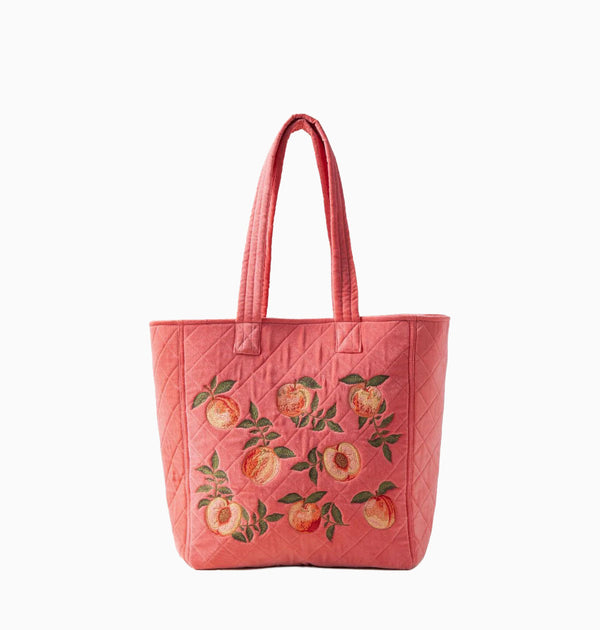 Tote Bag-17071 - Spiced Coral Summer Peach Velvet Tote-Elizabeth Scarlett