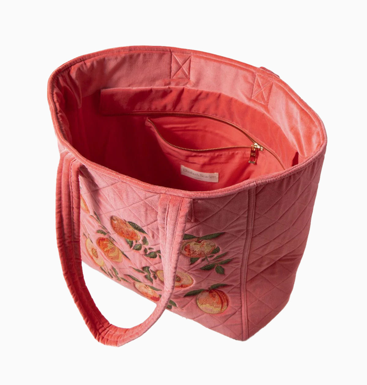 Tote Bag-17071 - Spiced Coral Summer Peach Velvet Tote-Elizabeth Scarlett