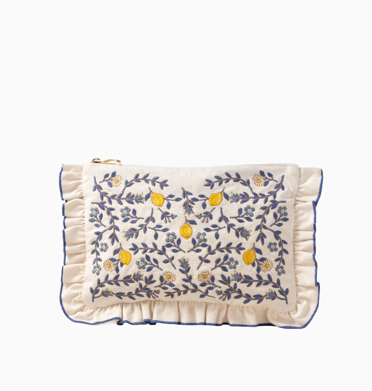 Pouch-17118 - Lemon Garden Cotton Frill Pouch-Elizabeth Scarlett