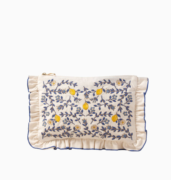 Pouch-17118 - Lemon Garden Cotton Frill Pouch-Elizabeth Scarlett