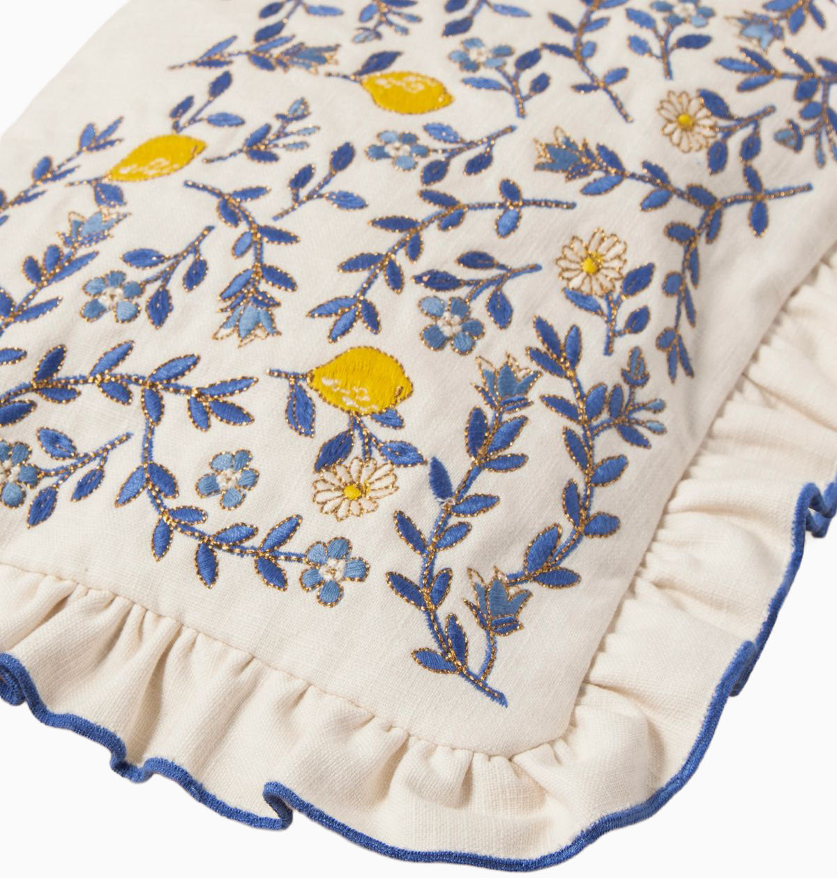 Pouch-17118 - Lemon Garden Cotton Frill Pouch-Elizabeth Scarlett