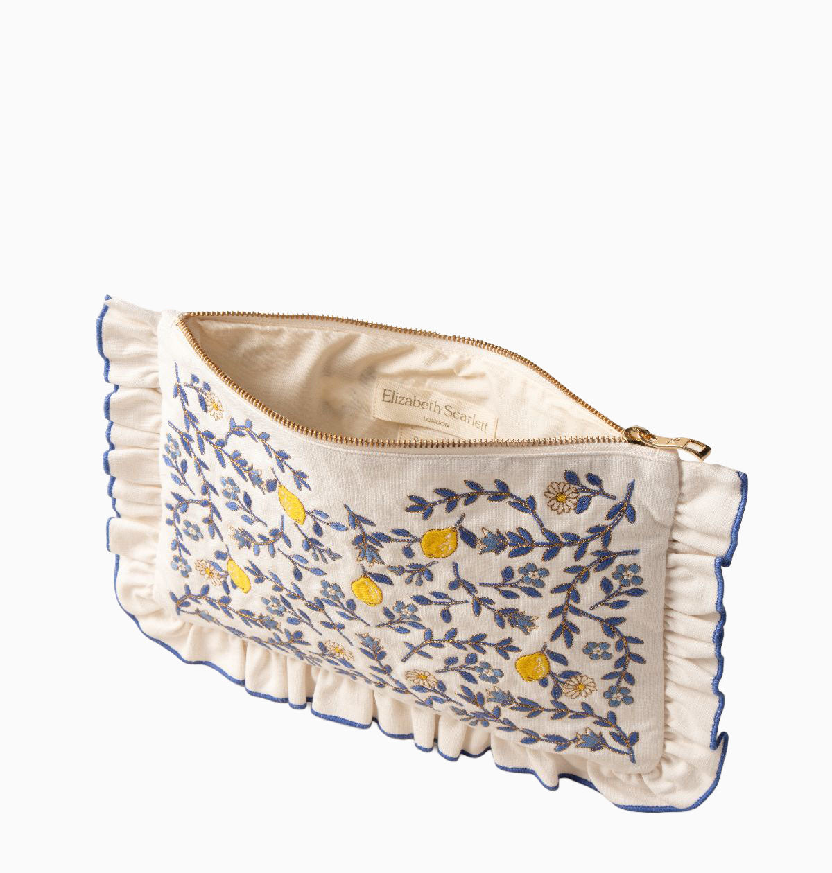 Pouch-17118 - Lemon Garden Cotton Frill Pouch-Elizabeth Scarlett