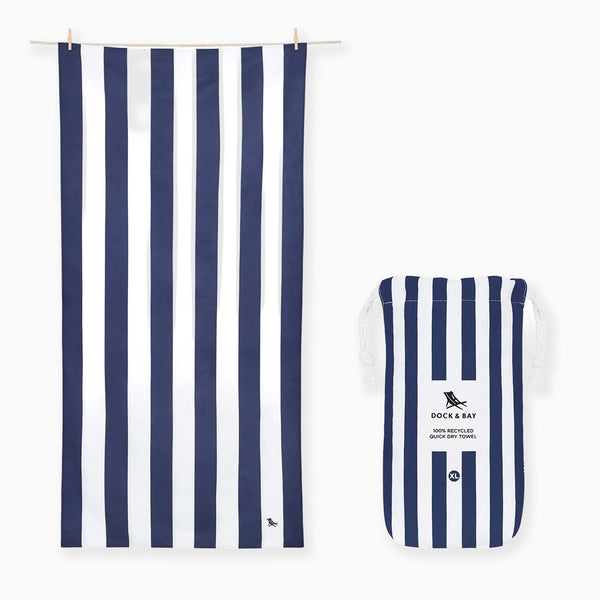 Beach Towel-TOWLB-CAB-LG-NAVY-R - Whitsunday Quick Dry Towel-Dock & Bay